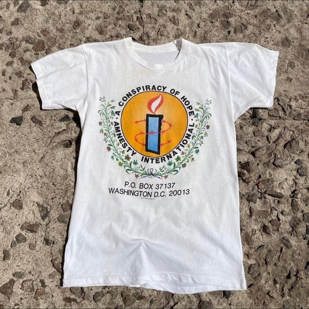 1986 Copyright A Conspiracy Of Hope Concert Band Tour T-Shirt